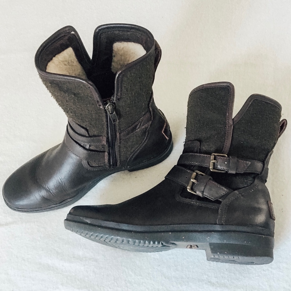 Ugg shearling-lined leather boots, size 8